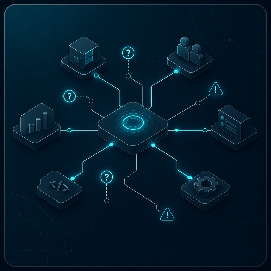 Symbolisches Bild für Schnittstellenklärung, offene Punkte und technische Projektkoordination.